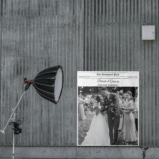 Wedding Newspaper Fun Photo Photobooth Backdrop Wandkleed