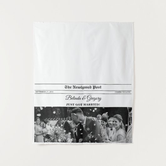 Wedding Newspaper Fun Photo Table Runner Sign Wandkleed (Voorkant)