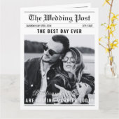 Wedding Newspaper Program Classic Black & White  Kaart (Gele Bloem)