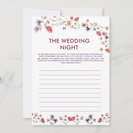 Wedding Night Bridal Shower Game (Voorkant)