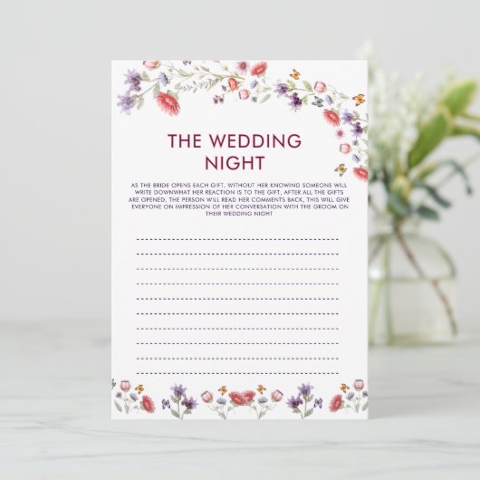 Wedding Night Bridal Shower Game (Staand voorkant)