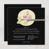 Wedding Night Owls Cute Illustration Invite Kaart (Voorkant / Achterkant)