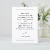 Wedding No Children Request Enclosure Card Informatiekaartje (Staand voorkant)