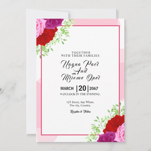 Wedding nodigt Kaart Design Invitation Kaart uit (Voorkant)
