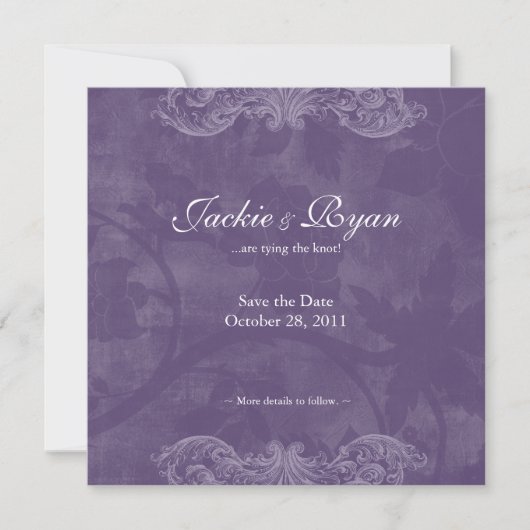 Wedding nodigt Opslaan Antiek datum Roos zilver p Save The Date (Voorkant)