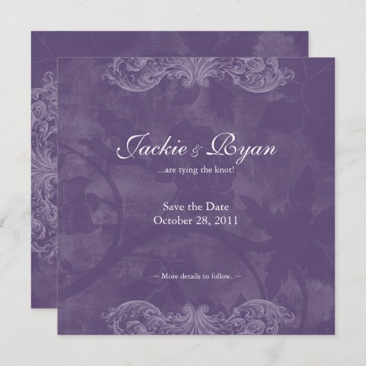 Wedding nodigt Opslaan Antiek datum Roos zilver p Save The Date (Voorkant / Achterkant)