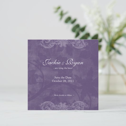 Wedding nodigt Opslaan Antiek datum Roos zilver p Save The Date (Staand voorkant)