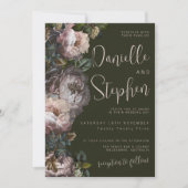 Wedding nodigt Sjabloon donker en mooi uit, Floral Kaart (Voorkant)