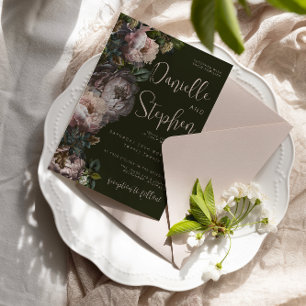 Wedding nodigt Sjabloon donker en mooi uit, Floral Kaart