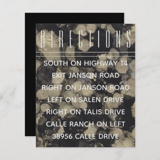 Wedding nodigt visitekaartjes voor Gold N Black ui (Voorkant / Achterkant)