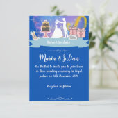 Wedding Note Blue Princesse and Prince Kaart (Staand voorkant)