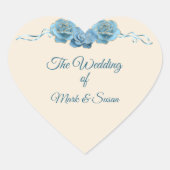 Wedding Of Elegant Blue Roses Hart Sticker (Voorkant)