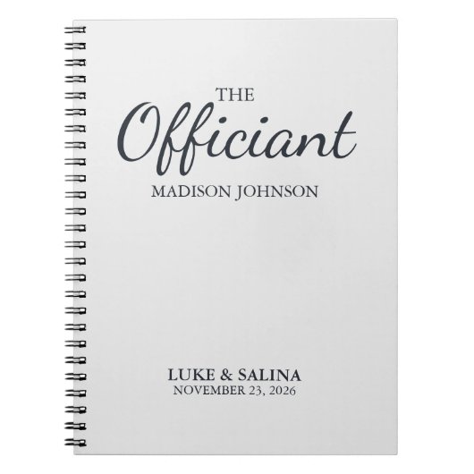 Wedding Officiant Ceremony Personalized Elegant Notitieboek (Voorkant)