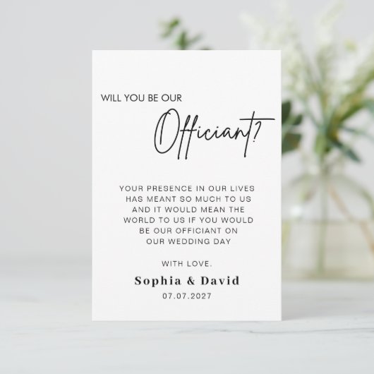 Wedding Officiant Proposal Wil Je Trouwen Met Een  Kaart (Staand voorkant)