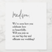 Wedding Officiant Voorstel Wijnlabel Wijn Etiket (Enkel label)