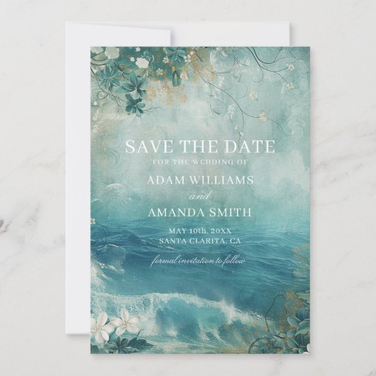 Wedding op een grillige bestemming aan het strand save the date (Voorkant)
