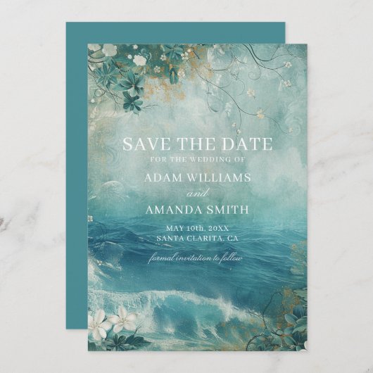 Wedding op een grillige bestemming aan het strand save the date (Voorkant / Achterkant)
