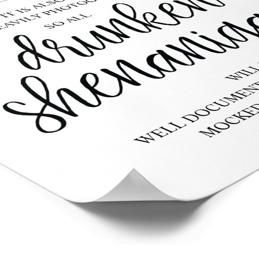 Wedding Open Bar, dronken shenanigans, bord Poster (Hoek)