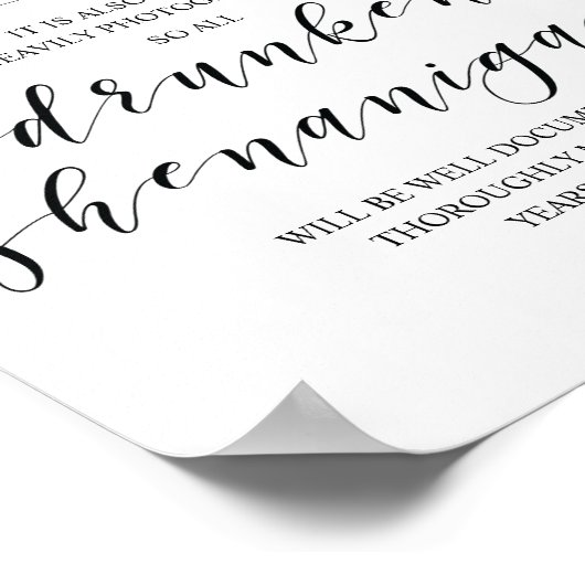 Wedding Open Bar, dronken shenanigans, bord Poster (Hoek)