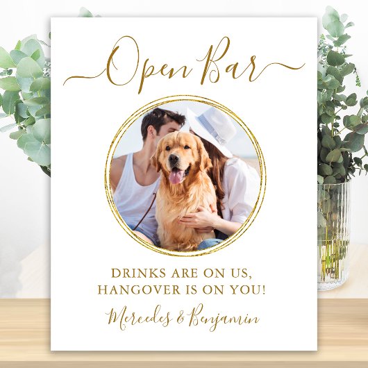 Wedding Open Bar, op maat gemaakte Gold Pet Dog-Dr Poster