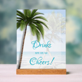 Wedding Open Bar Palm Trees Acrylic Sign Acryl Bord
