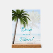 Wedding Open Bar Palm Trees Acrylic Sign Acryl Bord (Voorkant)