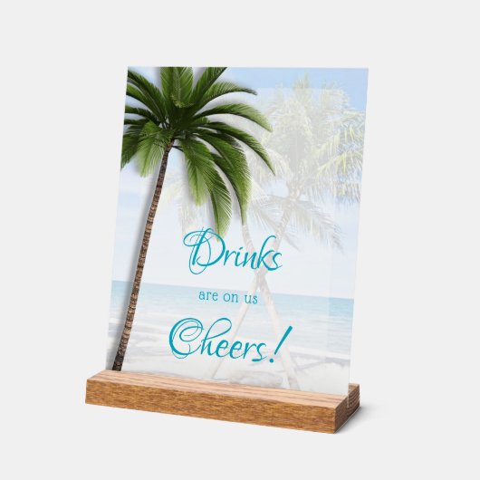 Wedding Open Bar Palm Trees Acrylic Sign Acryl Bord (Hoek)