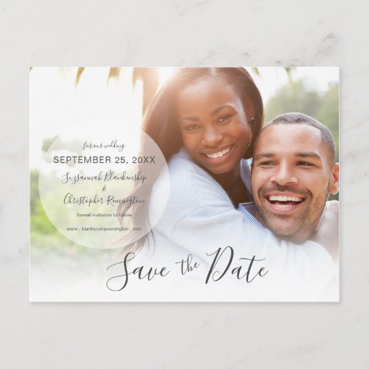 Wedding opslaan Aangepaste foto van datum bekendma Briefkaart (Voorkant)