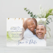 Wedding opslaan Aangepaste foto van datum bekendma Feestdagenkaart (Staand voorkant)