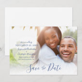 Wedding opslaan Aangepaste foto van datum bekendma Feestdagenkaart (Voorkant / Achterkant)
