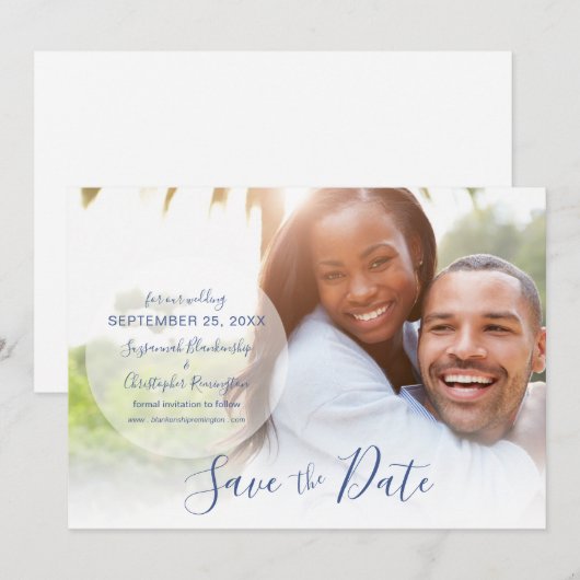 Wedding opslaan Aangepaste foto van datum bekendma Feestdagenkaart (Voorkant / Achterkant)