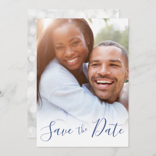 Wedding opslaan Aangepaste foto van datum bekendma Feestdagenkaart (Voorkant / Achterkant)