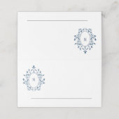 Wedding or event place card Teal Monogram Plaatskaartje (Buitenkant ongevouwen)