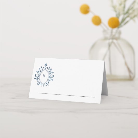 Wedding or event place card Teal Monogram Plaatskaartje (Achterkant)