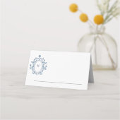 Wedding or event place card Teal Monogram Plaatskaartje (Voorkant)