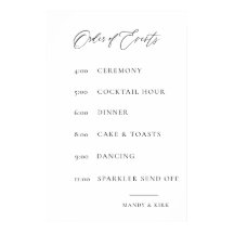 Wedding Order of Events Sign | Elegant Minimal