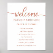 Wedding Order of Events Sign Roos Gold Calligraphy Poster (Voorkant)