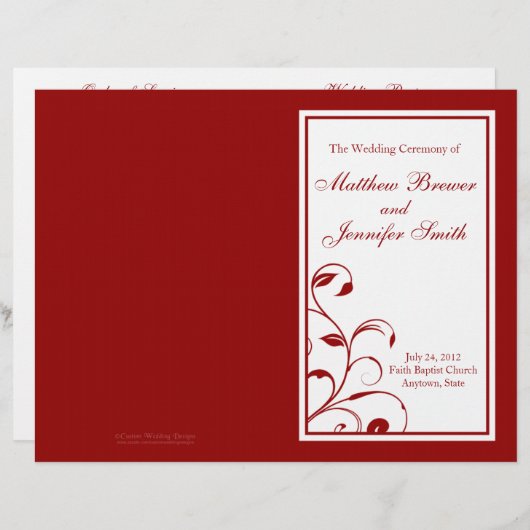 Wedding Order of Service and Ceremony Program (Voorkant / Achterkant)