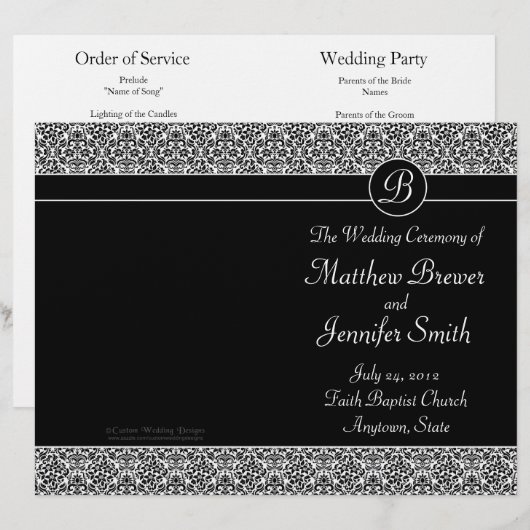 Wedding Order of Service and Ceremony Program (Voorkant / Achterkant)