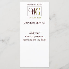 Wedding Order of Service Monogram Logo Programmakaart