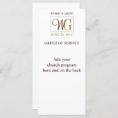Wedding Order of Service Monogram Logo Programmakaart (Voorkant / Achterkant)