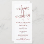 Wedding Order of Service Programma Roos Gold Scrip Programmakaart (Voorkant / Achterkant)