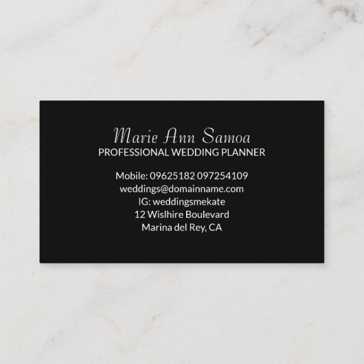 Wedding Organizer Professionele Evenementen Coördi Visitekaartje (Achterkant)