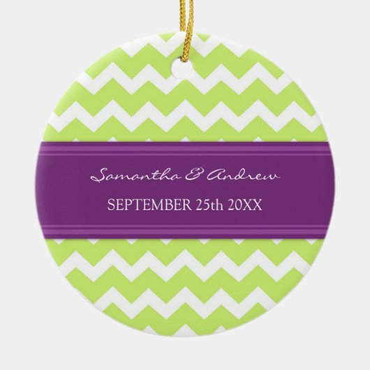 Wedding Ornament Favor Limoen Plum Chevron (Voorkant)