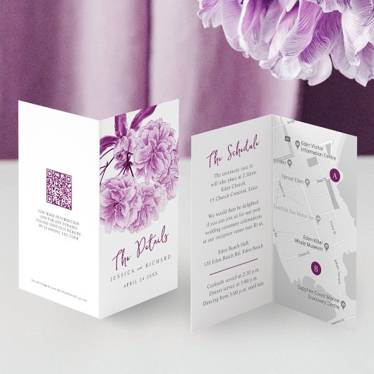 Wedding paarse boombloesem evenementenschema en ka kaart