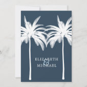 Wedding Palm Elegant Modern White Blue Formal Kaart (Voorkant)