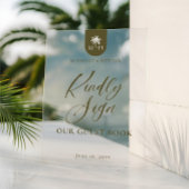 Wedding Palm Monogram Kindly Sign Our Guest Book Acryl Bord