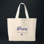 Wedding Party Bag, Bridesmaid, Bachelorette, Navy Grote Tote Bag<br><div class="desc">Canvas tassen voor je hele bruiloft. Vul met leuke glanzen voor je vrijgezellen of het huwelijksweekend. Geweldige bruidsschatten of strandzakken!</div>