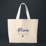 Wedding Party Bag, Bridesmaid, Bachelorette, Navy Grote Tote Bag<br><div class="desc">Canvas tassen voor je hele bruiloft. Vul met leuke glanzen voor je vrijgezellen of het huwelijksweekend. Geweldige bruidsschatten of strandzakken!</div>