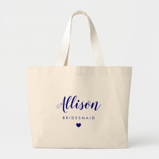 Wedding Party Bag, Bridesmaid, Bachelorette, Navy Grote Tote Bag (Voorkant)